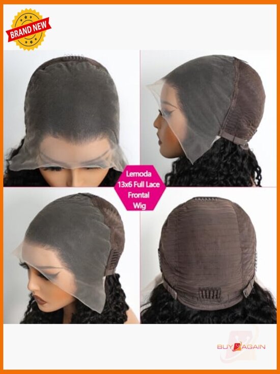 13x6 Full Lace Frontal Wig Human Hair 200% Density Deep Wave 20 inch